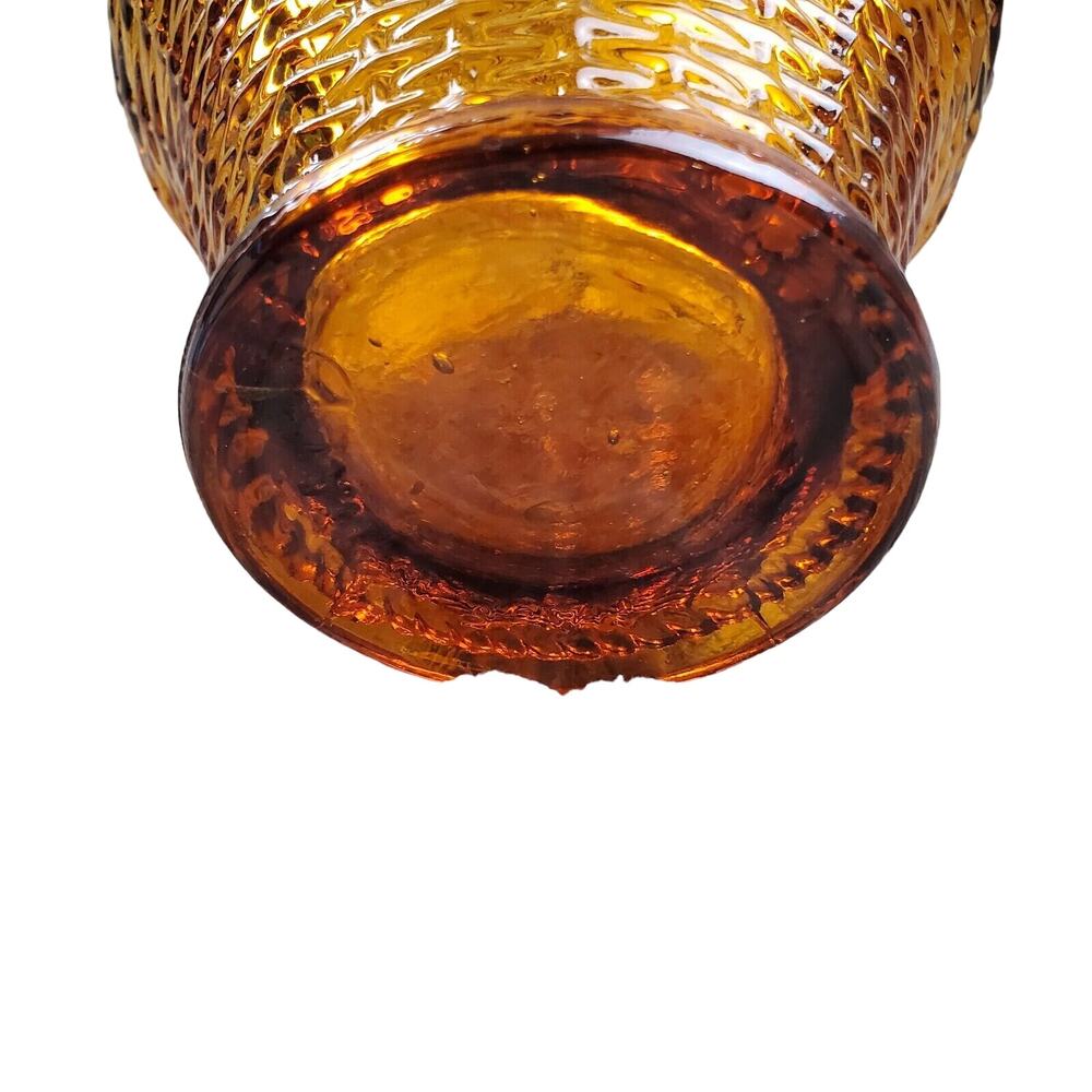 Vintage Amber Glass Fruit Basket Decanter Home Decor Adult's 11" Genie Bottle - Picture 3 of 5